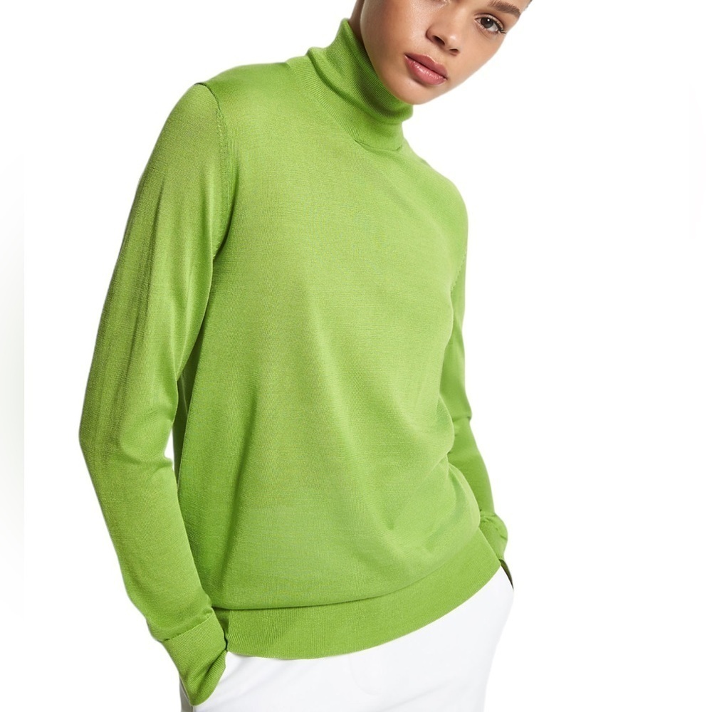 Michael Kors Collection Sweater Joan Featherweight Silk Turtleneck‎ Sz S